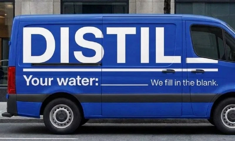 Blue Distil Water Co. service van