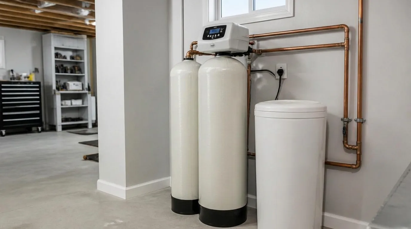 Clean residential whole-home water treatment installation
